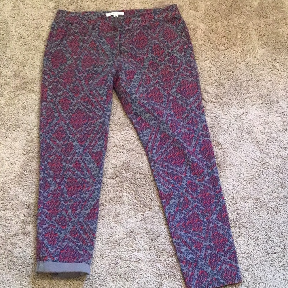 CAbi twill print pant size 6